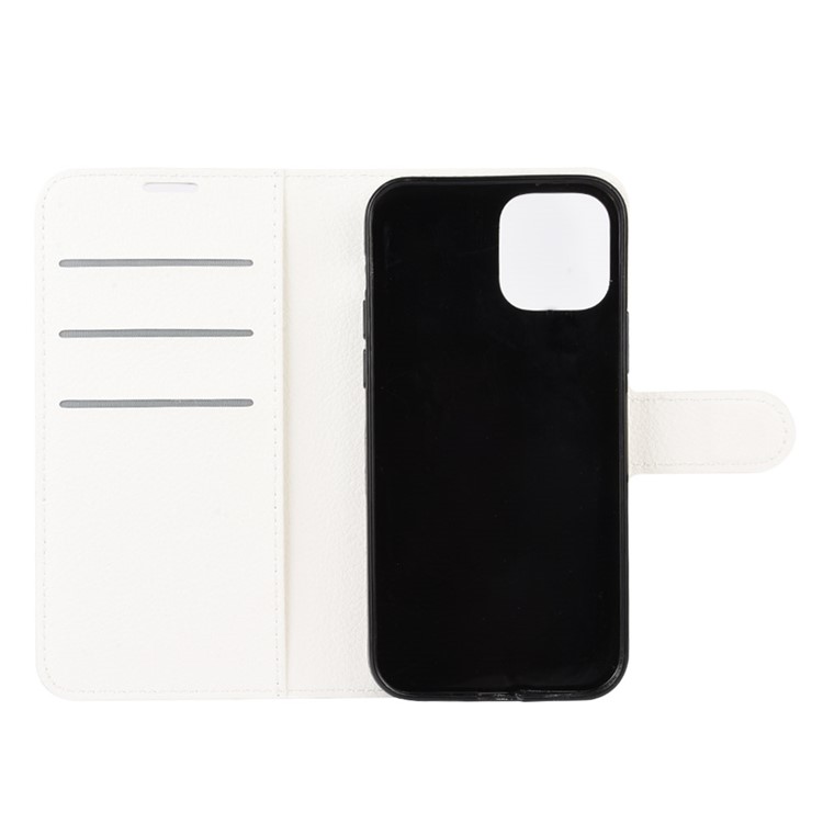 Litchi Texture Leather Wallet Stand Stand Phone Case Para Iphone 12 Pro Max 6,7 Polegadas - Branco