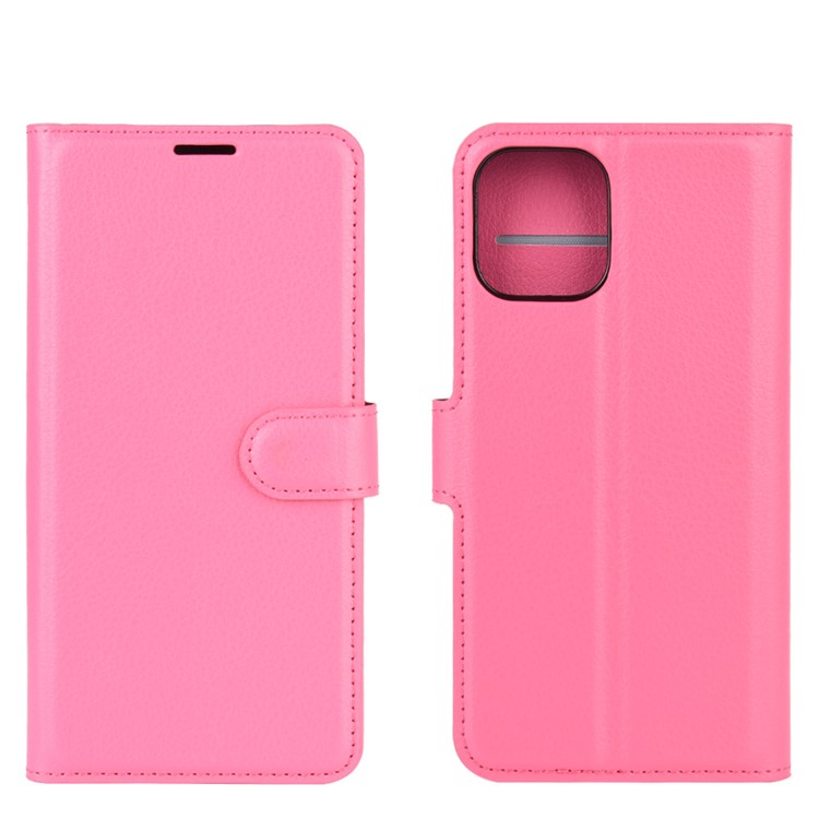 Litchi Textur Leder Brieftasche Shell Stand Telefon Hülle Für Iphone 12 Pro Max 6,7 Zoll - Rose