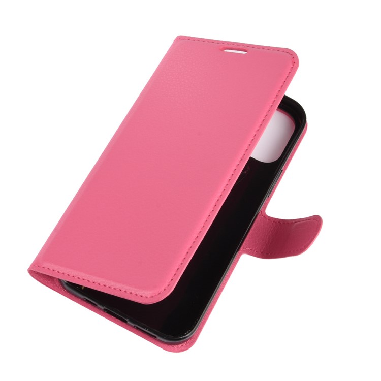 Litchi Texture Leather Wallet Stand Stand Phone Case Para Iphone 12 Pro Max 6,7 Polegadas - Rosa