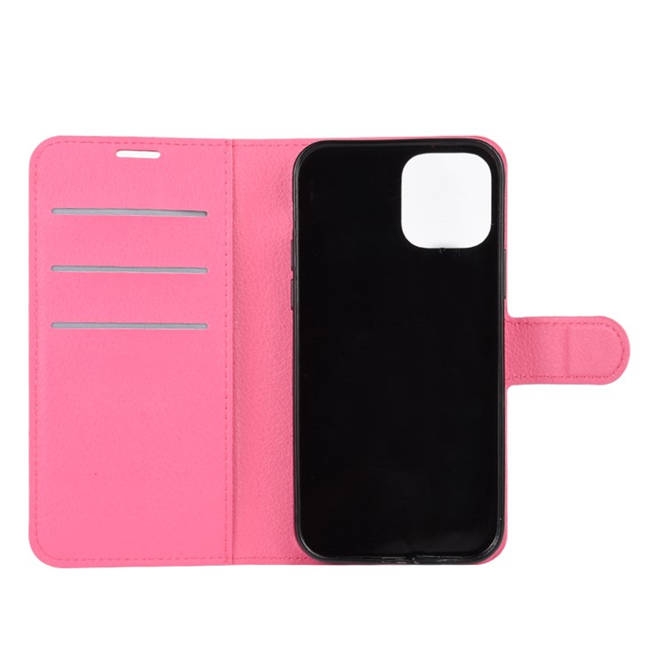 Litchi Texture Leather Wallet Stand Stand Phone Case Para Iphone 12 Pro Max 6,7 Polegadas - Rosa