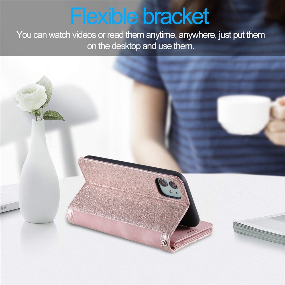 Zipper Pocket 9 Card Slots Leather Wallet Case for iPhone 12 mini - Rose Gold-2