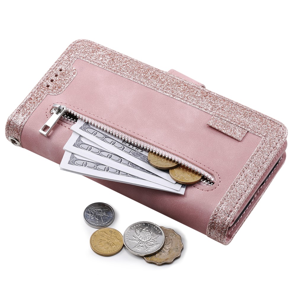 Zipper Pocket 9 Card Slots Leather Wallet Case for iPhone 12 mini 5.4 inch - Rose Gold-20