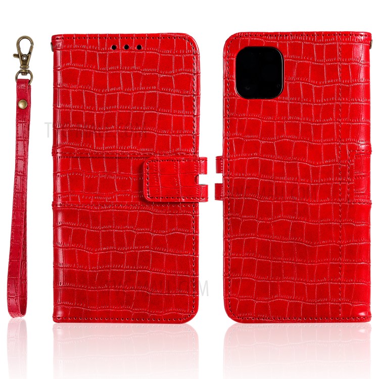 Crocodile Skin PU Leather Wallet Phone Case for iPhone 12 Pro Max 6.7-inch - Red-1