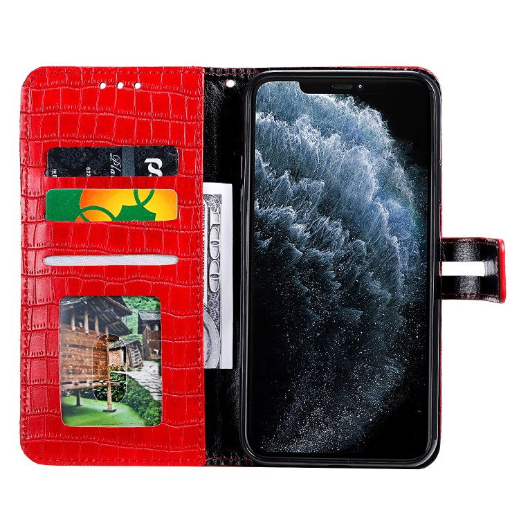 Crocodile Skin PU Leather Wallet Phone Case for iPhone 12 Pro Max 6.7-inch - Red-4