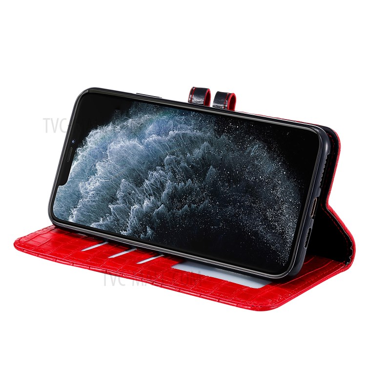 Crocodile Skin PU Leather Wallet Phone Case for iPhone 12 Pro Max 6.7-inch - Red-5