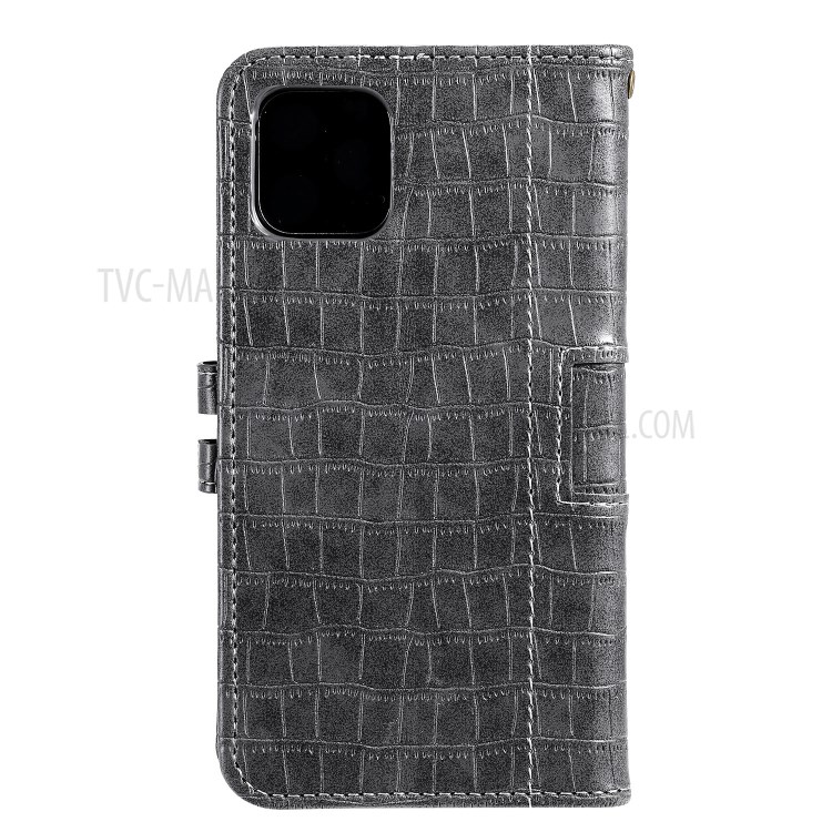 Crocodile Skin PU Leather Wallet Phone Case for iPhone 12 mini - Grey-3