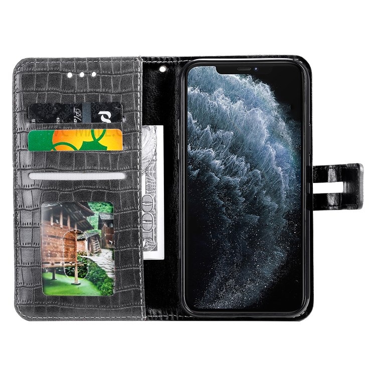 Crocodile Skin PU Leather Wallet Phone Case for iPhone 12 mini - Grey-4
