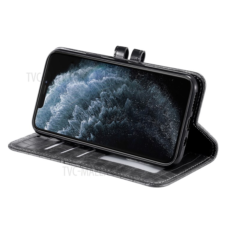 Crocodile Skin PU Leather Wallet Phone Case for iPhone 12 mini - Grey-5