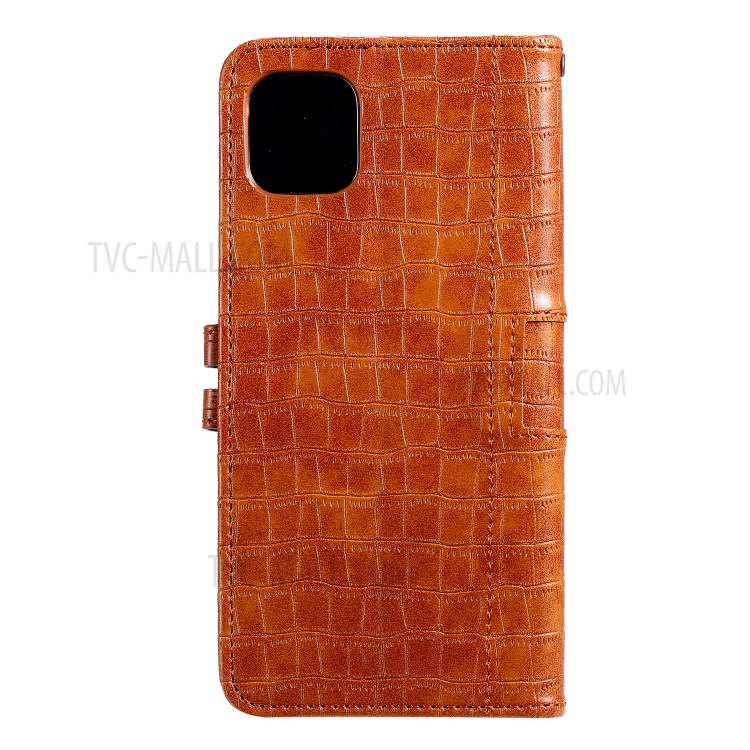 Crocodile Skin PU Leather Wallet Phone Case for iPhone 12 mini - Brown-3