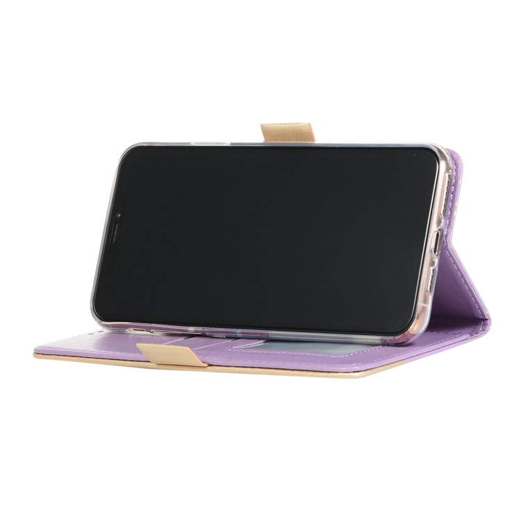 Lace Flower Pattern Zipper Pocket Leather Wallet Phone Case for iPhone 12 Pro/12 - Purple-5