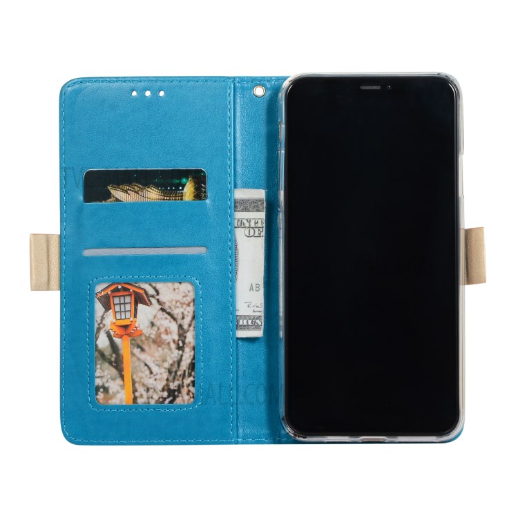 Lace Flower Pattern Zipper Pocket Leather Wallet Phone Shell for iPhone 12 mini - Blue-4
