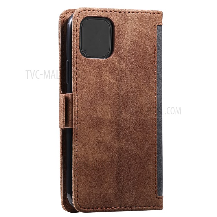 Vintage Splicing Style Cover Stand Leather Flip Shell Cover for iPhone 12 mini - Grey-11