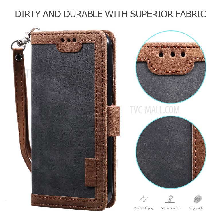 Vintage Splicing Style Cover Stand Leather Flip Shell Cover for iPhone 12 mini - Grey-2