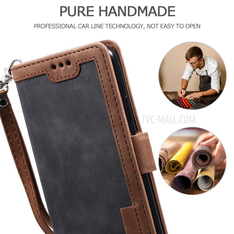 Vintage Splicing Style Cover Stand Leather Flip Shell Cover for iPhone 12 mini - Grey-6