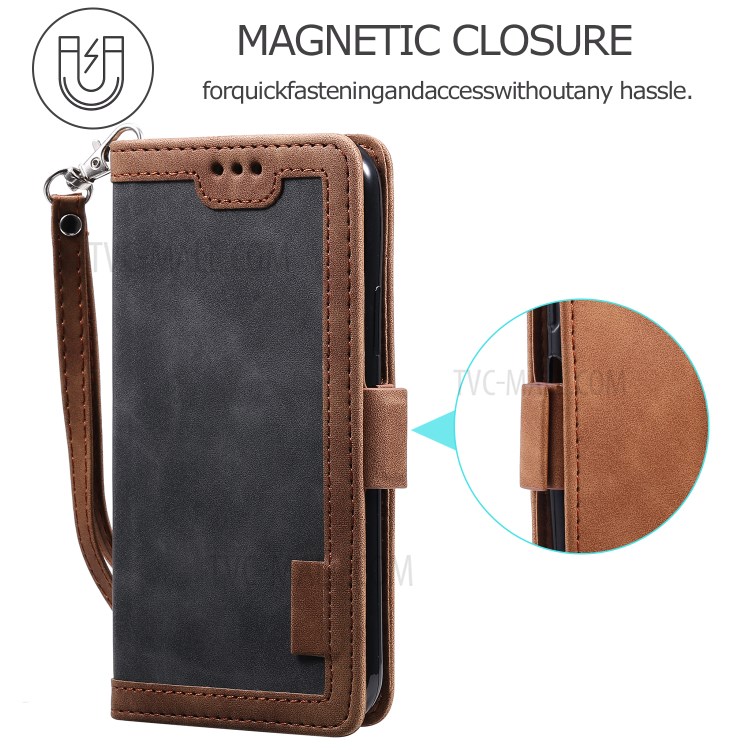 Vintage Splicing Style Cover Stand Leather Flip Shell Cover for iPhone 12 mini - Grey-7
