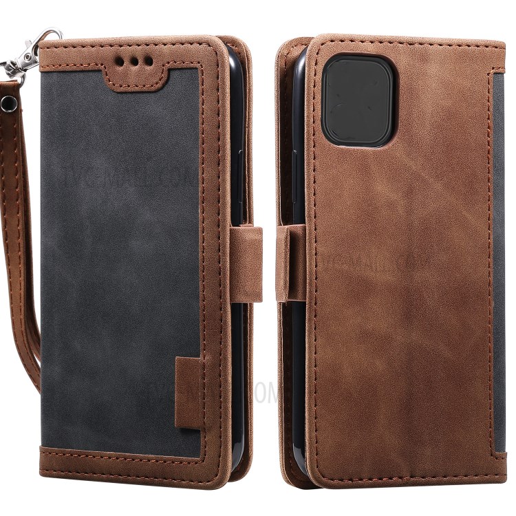 Vintage Splicing Style Cover Stand Leather Flip Shell Cover for iPhone 12 mini - Grey-8