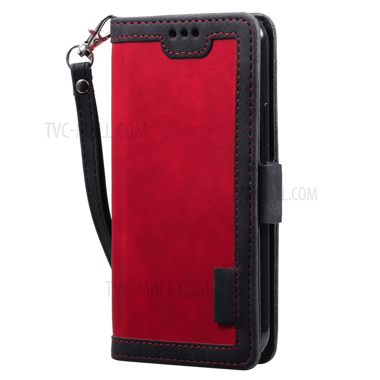 Vintage Splicing Style Cover Stand Leather Flip Shell Cover for iPhone 12 mini - Red-10