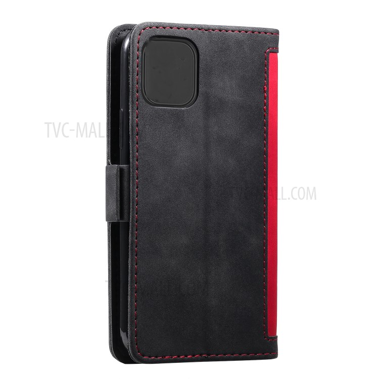 Vintage Splicing Style Cover Stand Leather Flip Shell Cover for iPhone 12 mini - Red-11