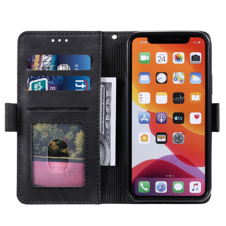 Vintage Splicing Style Cover Stand Leather Flip Shell Cover for iPhone 12 mini - Red-12