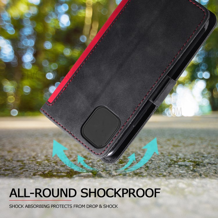 Vintage Splicing Style Cover Stand Leather Flip Shell Cover for iPhone 12 mini - Red-2