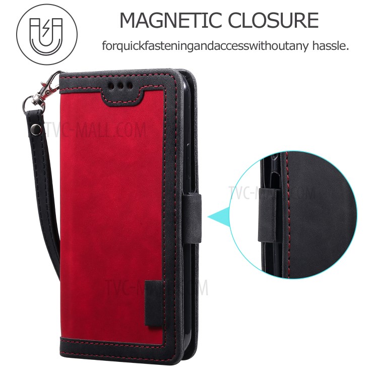 Vintage Splicing Style Cover Stand Leather Flip Shell Cover for iPhone 12 mini - Red-4
