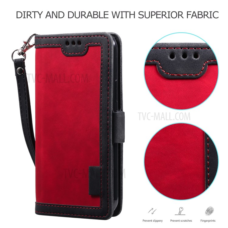 Vintage Splicing Style Cover Stand Leather Flip Shell Cover for iPhone 12 mini - Red-5