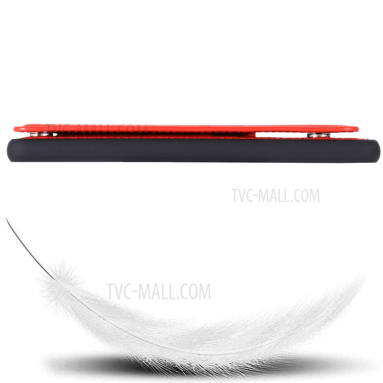 PU Leather Coated PC + TPU Hybrid Card Holder Shell with Kickstand for iPhone 12 mini - Red-11