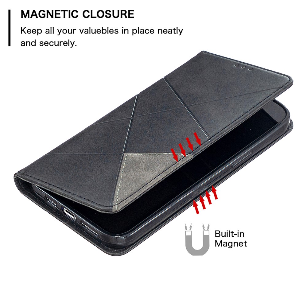 Geometric Pattern Leather Stand Case with Card Slots for iPhone 12 Pro Max 6.7-inch - Black-6