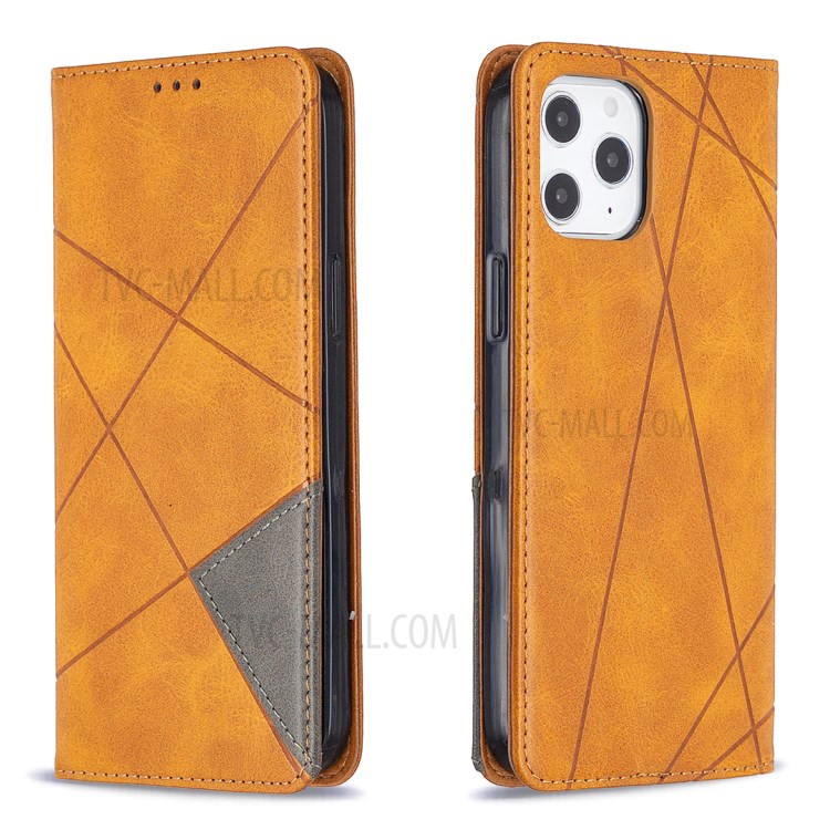 Geometric Pattern Leather Stand Case with Card Slots for iPhone 12 Pro Max 6.7-inch - Brown-4