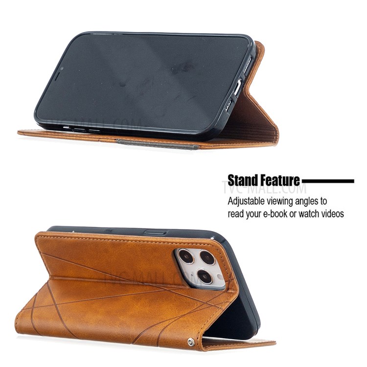 Geometric Pattern Leather Stand Case with Card Slots for iPhone 12 Pro Max 6.7-inch - Brown-5