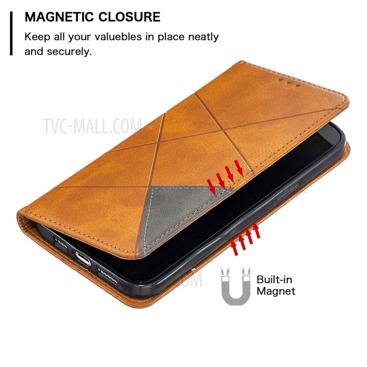 Geometric Pattern Leather Stand Case with Card Slots for iPhone 12 Pro Max 6.7-inch - Brown-6