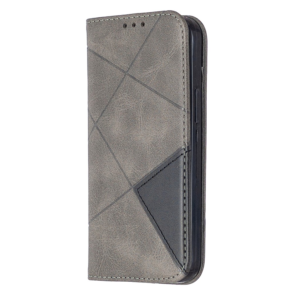 Geometric Pattern Leather Stand Case with Card Slots for iPhone 12 mini - Grey-2