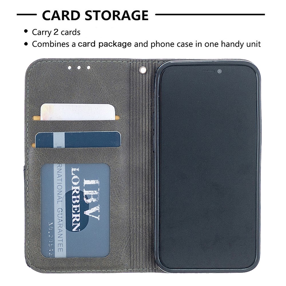 Geometric Pattern Leather Stand Case with Card Slots for iPhone 12 mini - Grey-7