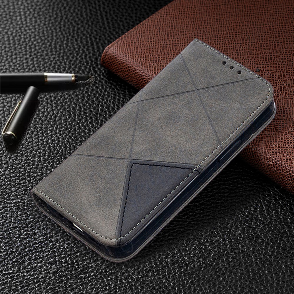 Geometric Pattern Leather Stand Case with Card Slots for iPhone 12 mini - Grey-8