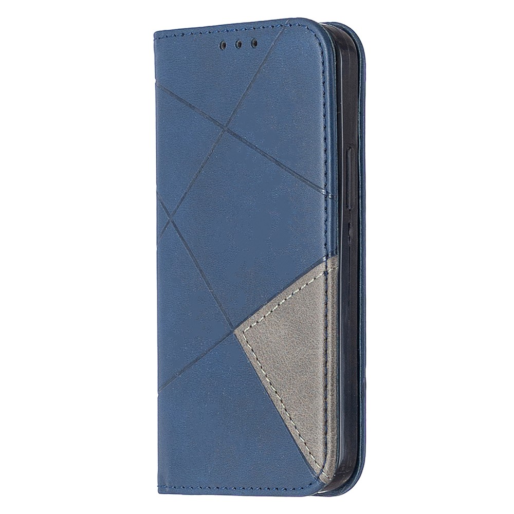 Geometric Pattern Leather Stand Case with Card Slots for iPhone 12 mini - Blue-2