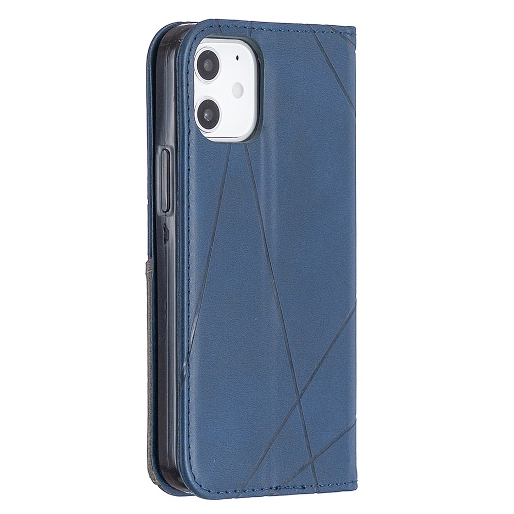 Geometric Pattern Leather Stand Case with Card Slots for iPhone 12 mini - Blue-3