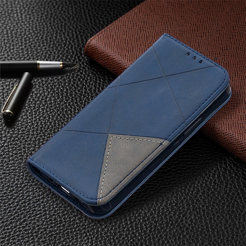Geometric Pattern Leather Stand Case with Card Slots for iPhone 12 mini - Blue-8