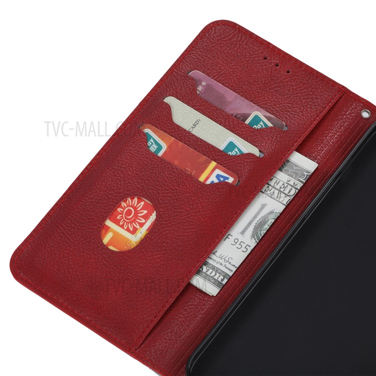 Auto-absorbed Leather Wallet Stand Phone Case for iPhone 11 6.1-inch - Red-5