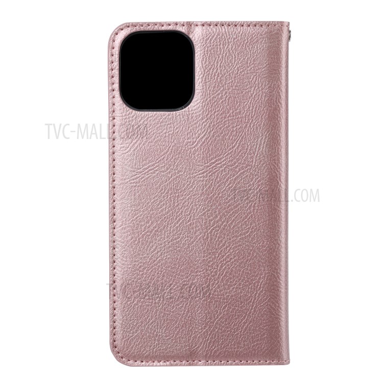 Auto-absorbed Leather Wallet Stand Phone Case for iPhone 11 6.1-inch - Rose Gold-3