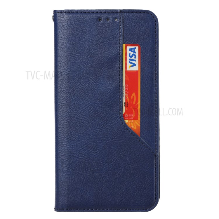 Cassa Del Telefono Basamento Portafogli In Pelle Di Auto-assorbita Per IPhone 11 Da 6,1 Pollici - Blu-2