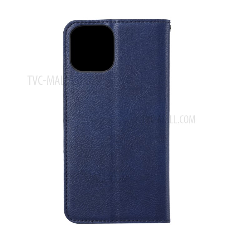 Cassa Del Telefono Basamento Portafogli In Pelle Di Auto-assorbita Per IPhone 11 Da 6,1 Pollici - Blu-3