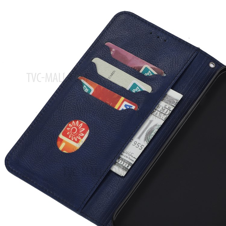 Cassa Del Telefono Basamento Portafogli In Pelle Di Auto-assorbita Per IPhone 11 Da 6,1 Pollici - Blu-5