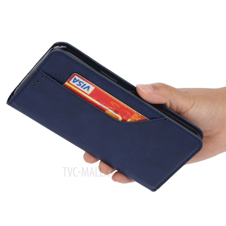 Cassa Del Telefono Basamento Portafogli In Pelle Di Auto-assorbita Per IPhone 11 Da 6,1 Pollici - Blu-7