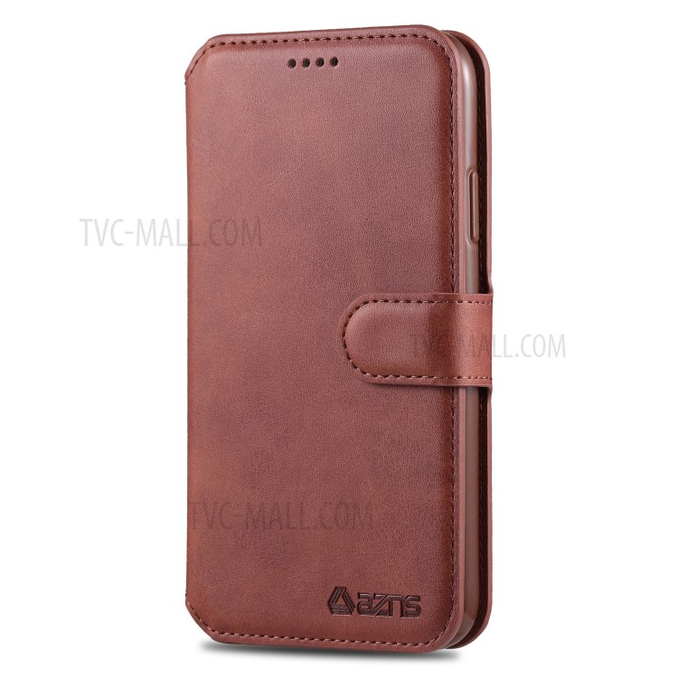 AZNS Wallet Leather Stand Cover Case for iPhone 12 Pro Max 6.7-inch - Brown-2