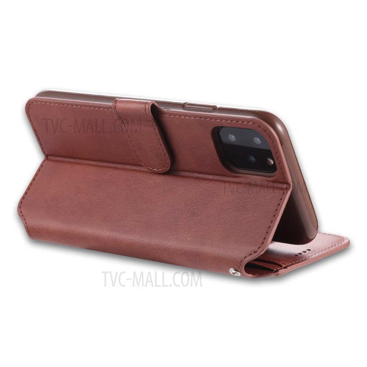 AZNS Wallet Leather Stand Cover Case for iPhone 12 Pro Max 6.7-inch - Brown-7