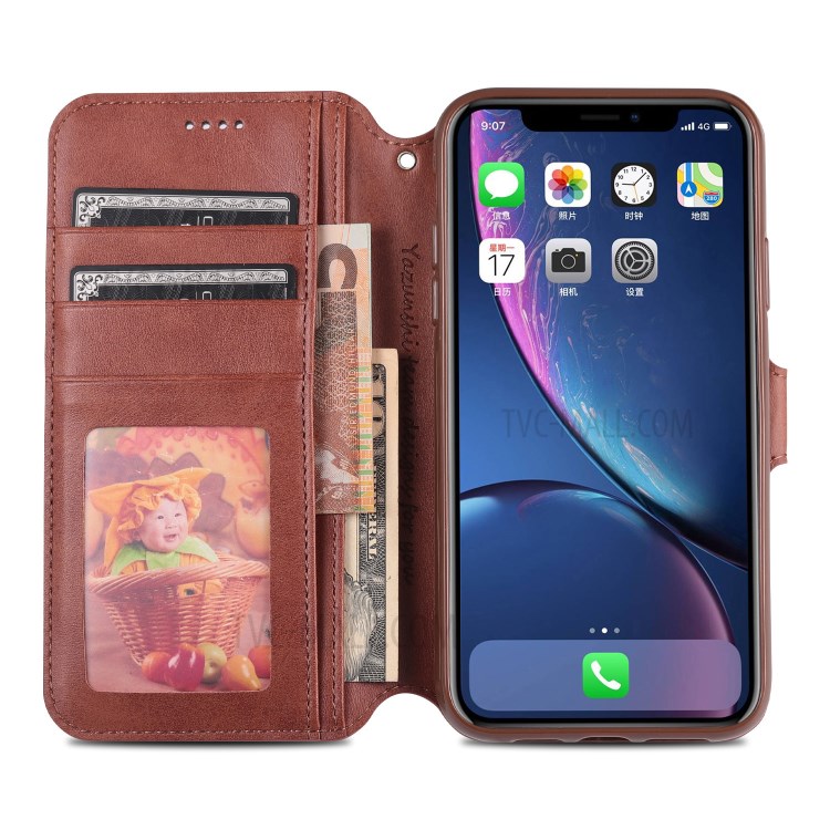 AZNS Wallet Leather Stand Cover Case for iPhone 12 Pro Max 6.7-inch - Brown-8
