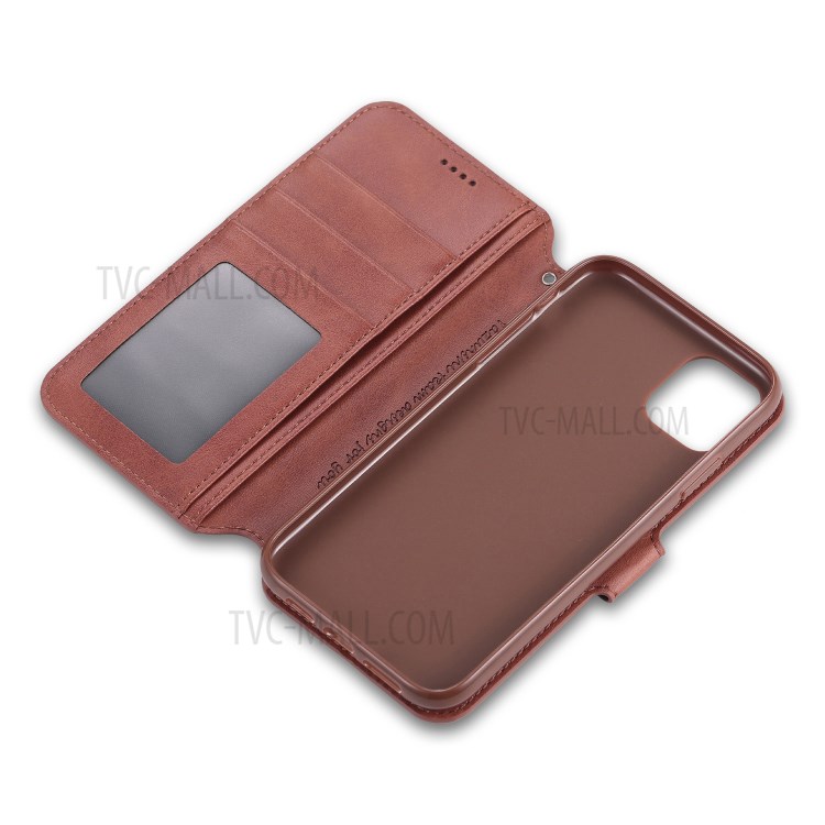 AZNS Wallet Leather Stand Cover Case for iPhone 12 Pro Max 6.7-inch - Brown-9