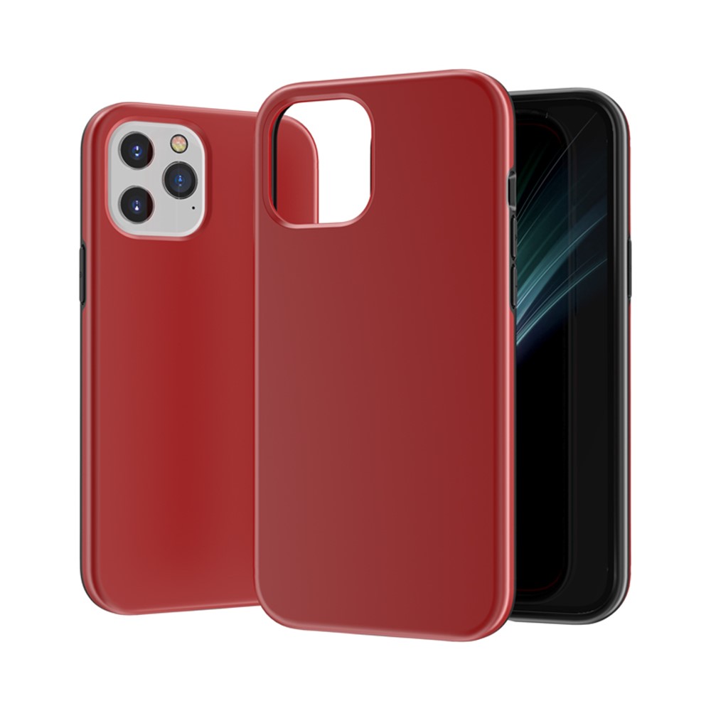 Cubierta Protectora Anti-huella Digital PC + TPU De Salpicaduras Para IPhone 12 5,4 Pulgadas - Rojo-1