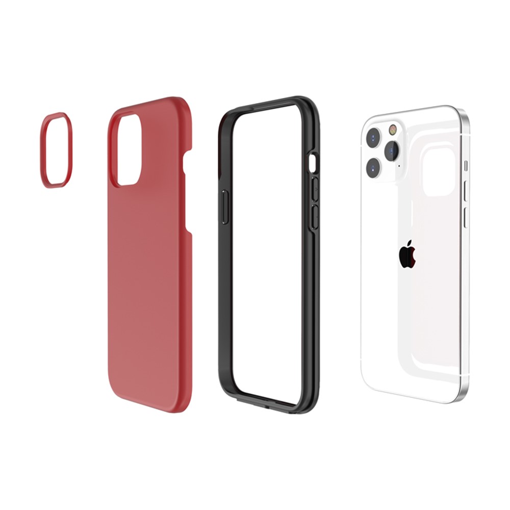 Cubierta Protectora Anti-huella Digital PC + TPU De Salpicaduras Para IPhone 12 5,4 Pulgadas - Rojo-9