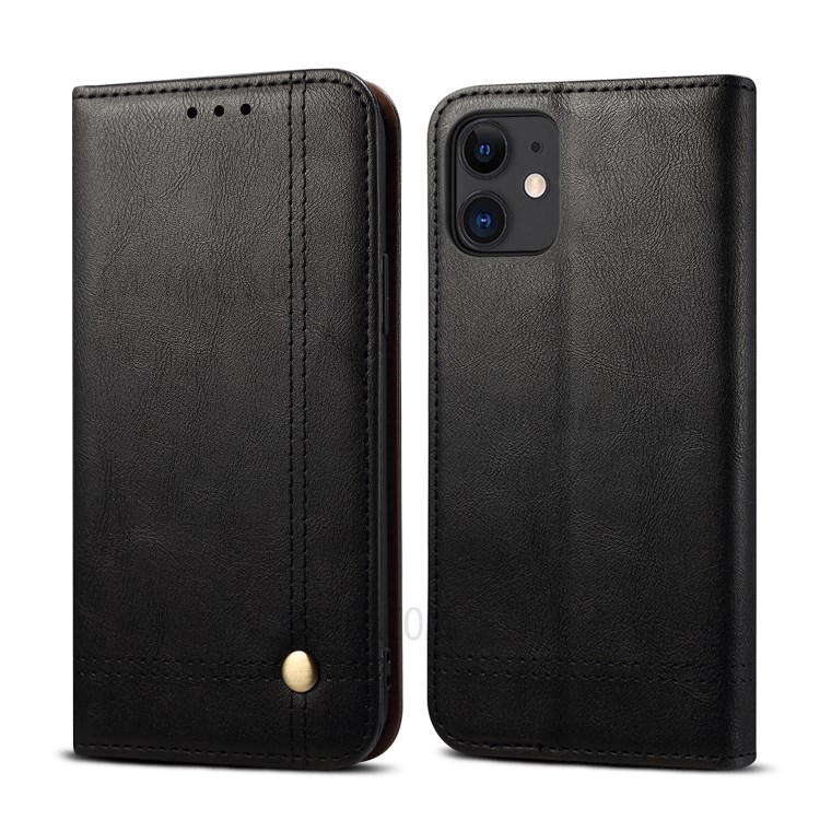 Retro Style Crazy Horse Wallet Leather Stand Case for iPhone 12 5.4-inch - Black-2